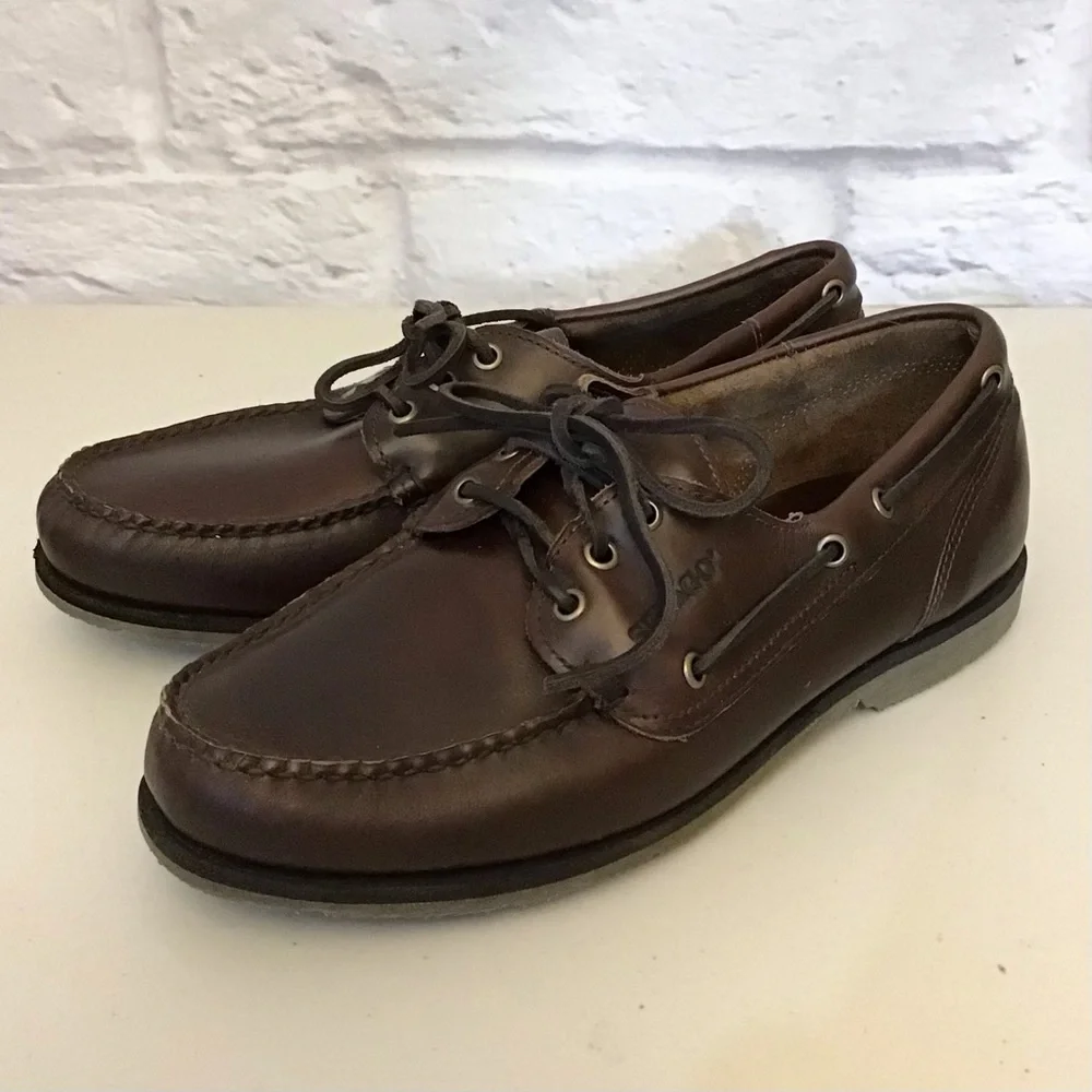 Sebago 9 (5E) Men’s Classic Brown Leather Boat Shoes Slip Ons Extra Wide Width